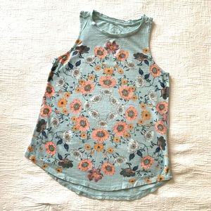 Lucky Brand Blue Tank Top with Floral Print Design
